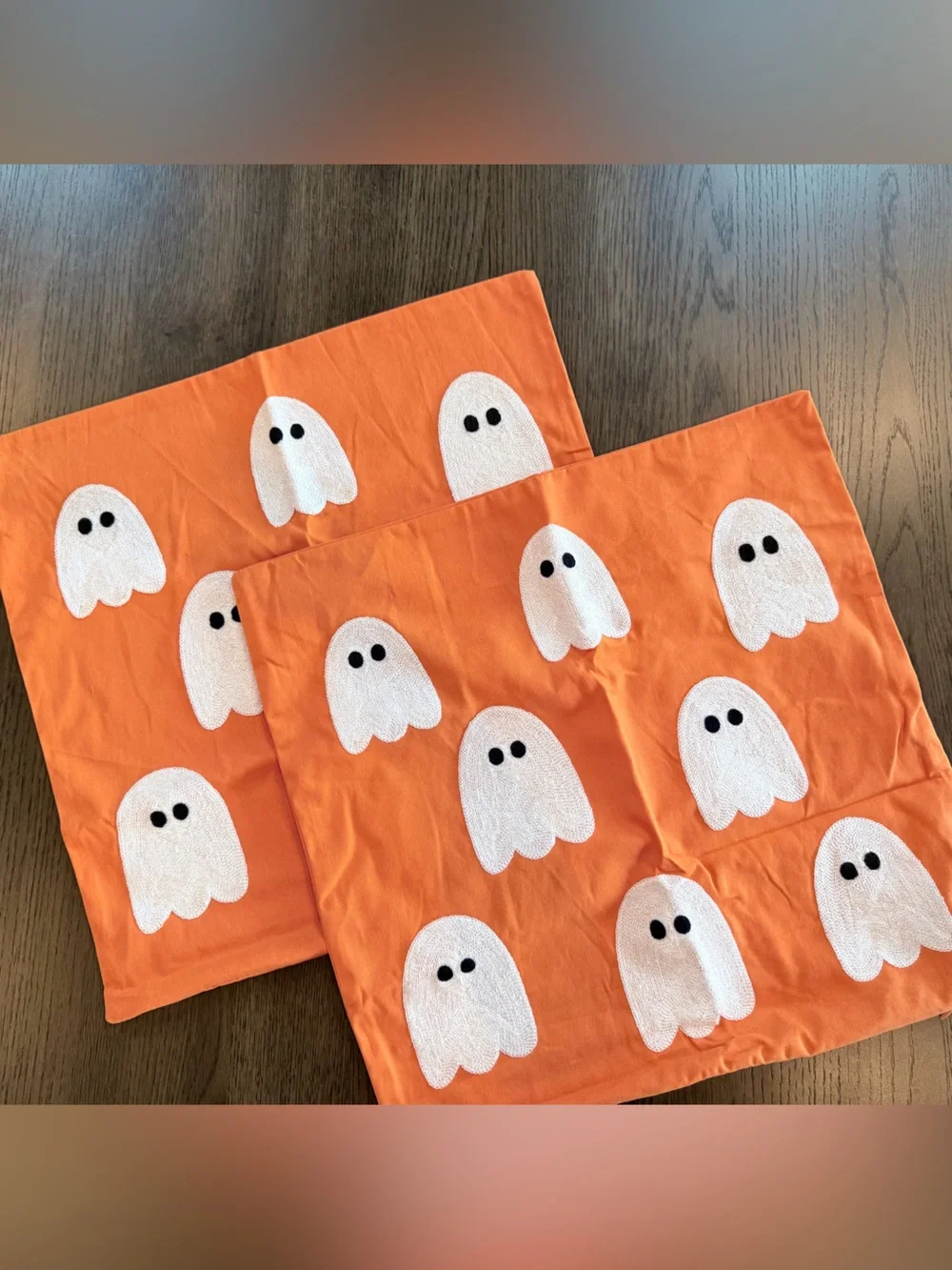 NWT Orange Halloween Ghost Pillow Covers (Set of 2) 18 x 18